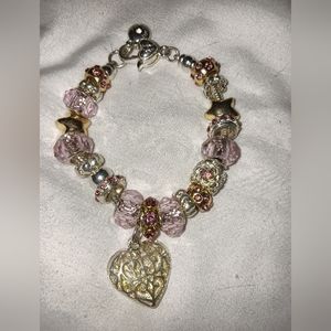 Pink and Silver Tone Bracelet